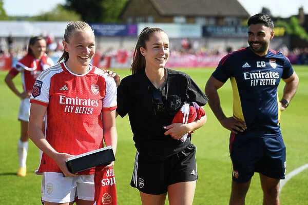 Arsenal Women's Lia Waelti and Frida Maanum Celebrate Player of the Season Award Amidst Arsenal's Victory over Aston Villa in FA Women's Super League