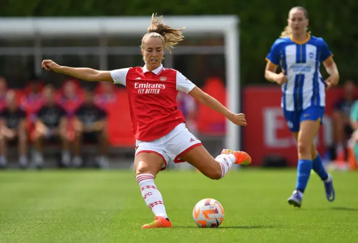 Framed Print : Arsenal Women's Lia Walti Stars in Pre-Season Victory over Brighton & Hove Albion Women