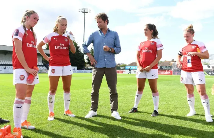 Framed Print : Arsenal Women's Manager Joe Montemurro Addresses Team After Match Against West Ham United Women Framed Print : Arsenal Women's Manager Joe Montemurro Addresses Team After Match Against West Ham United Women