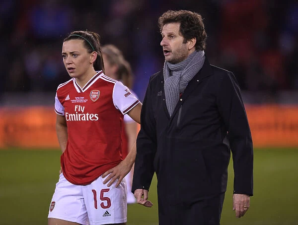 Arsenal Women's Manager and Katie McCabe Celebrate Continental Cup Final Victory over Chelsea