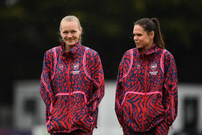 Framed Print : Arsenal Women's Pre-Match Inspection: Frida Maanum and Simone Boye at Meadow Park Framed Print : Arsenal Women's Pre-Match Inspection: Frida Maanum and Simone Boye at Meadow Park