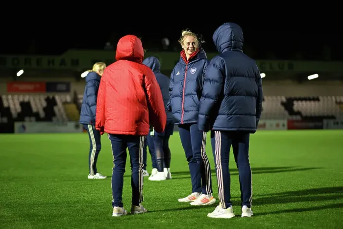 Framed Print : Arsenal Women's Squad Conduct Pre-Match Inspection at Meadow Park Ahead of Conti Cup Clash with Bristol City Framed Print : Arsenal Women's Squad Conduct Pre-Match Inspection at Meadow Park Ahead of Conti Cup Clash with Bristol City