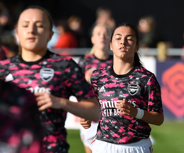 Arsenal Women's Squad Gears Up: Intense Warm-Up Before Arsenal vs. Everton FA WSL Match