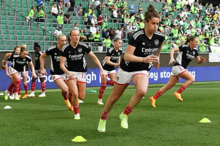 Framed Print : Arsenal Women's Squad Prepares for UEFA Champions League Semi-Final Showdown against VfL Wolfsburg