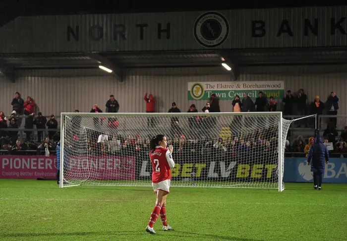 Framed Print : Arsenal Women's Squad: Rafaelle Souza in Thoughtful Moment After Arsenal vs. Reading Match, FA Women's Super League 2022-23