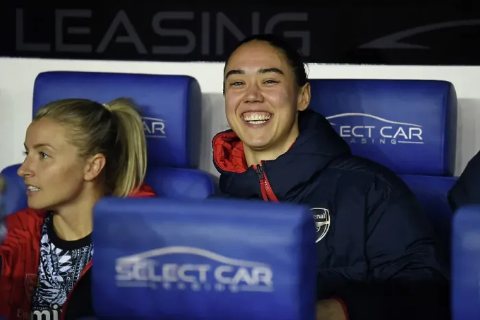 Framed Print : Arsenal Women's Squad on the Sidelines: Reading vs Arsenal, FA Women's Continental Tyres League Cup 2023-24