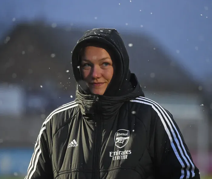 Framed Print : Arsenal Women's Star Frida Maanum Focuses Ahead of FA WSL Showdown against Liverpool Women