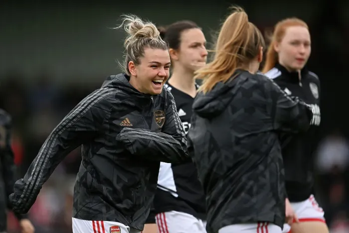 Framed Print : Arsenal Women's Star Laura Wienroither's Focused Warm-Up Ahead of Manchester City Showdown Framed Print : Arsenal Women's Star Laura Wienroither's Focused Warm-Up Ahead of Manchester City Showdown