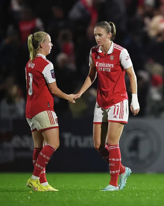 Framed Print : Arsenal Women's Stars Miedema and Mead Dazzle in Showdown against West Ham United