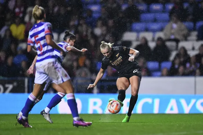 Framed Print : Arsenal Women's Stina Blackstenius Scores Game-Winning Goal Against Reading in FA WSL Match, October 2022