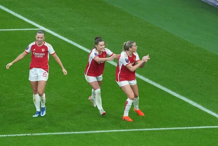 Framed Print : Arsenal Women's Super League: Alessia Russo Scores Dramatic Hat-trick in Thrilling Arsenal FC vs. Chelsea FC Match
