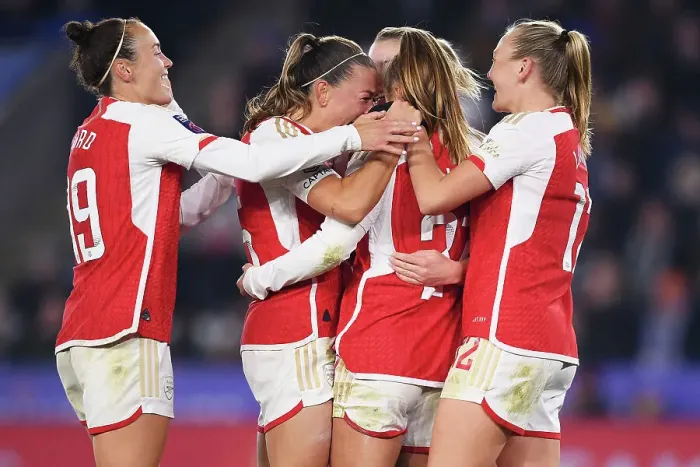 Framed Print : Arsenal Women's Super League Dominance: Pelova Scores Fourth in Leicester Rout (2023-24)