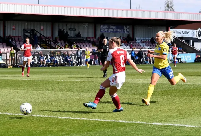 Framed Print : Arsenal Women's Super League: Jordan Nobbs Scores Double Against Brighton Amidst Empty Stands
