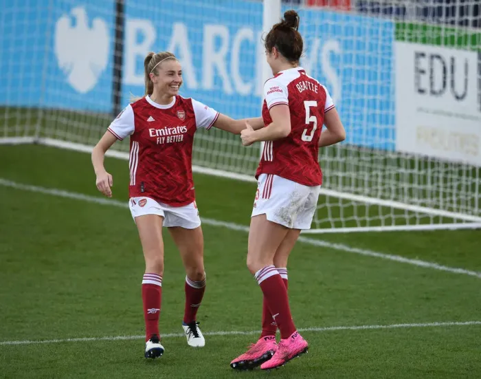 Framed Print : Arsenal Women's Super League Triumph: Beattie Scores Hat-Trick vs. Everton