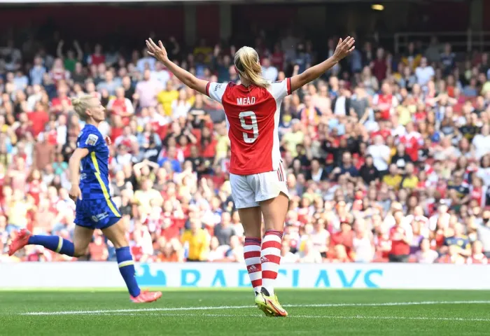 Framed Print : Arsenal Women's Super League Triumph: Beth Mead Scores Third Goal Against Chelsea