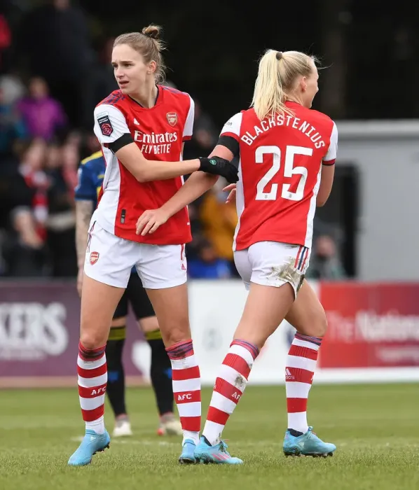 Framed Print : Arsenal Women's Super League Triumph: Blackstenius and Miedema's Unforgettable Goal Celebration vs. Manchester United Framed Print : Arsenal Women's Super League Triumph: Blackstenius and Miedema's Unforgettable Goal Celebration vs. Manchester United