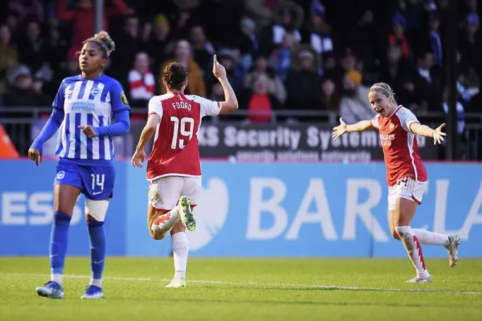 Framed Print : Arsenal Women's Super League Triumph: Caitlin Foord's Game-Winning Goal vs. Brighton & Hove Albion