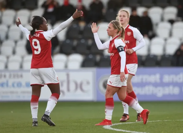 Framed Print : Arsenal Women's Super League Triumph: Jordan Nobbs and Danielle Carter Celebrate Goals Against Sunderland Framed Print : Arsenal Women's Super League Triumph: Jordan Nobbs and Danielle Carter Celebrate Goals Against Sunderland