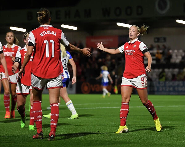 Arsenal Women's Super League: Unstoppable Hat-trick Duo - Beth Mead and Vivianne Miedema's Epic Celebration vs. Brighton & Hove Albion