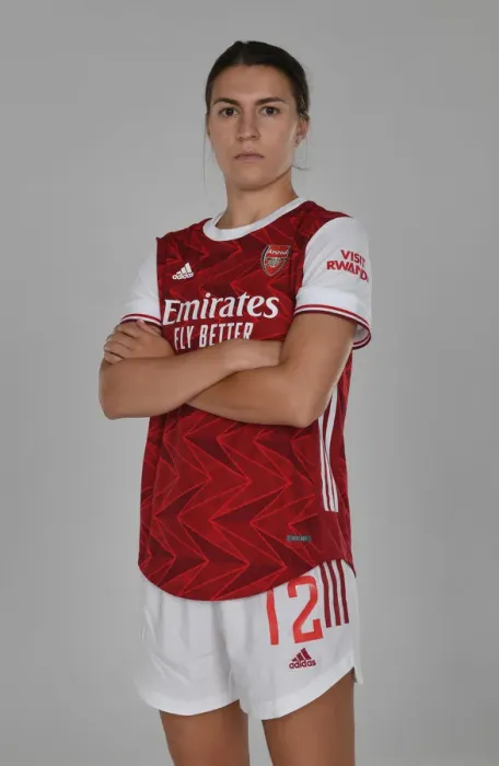 Framed Print : Arsenal Women's Team 2020-21: Steph Catley at Arsenal Women's Photocall