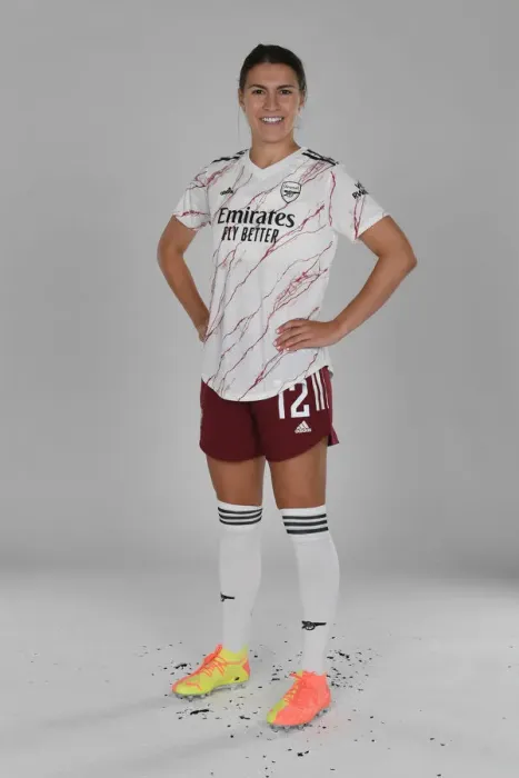 Framed Print : Arsenal Women's Team 2020-21: Steph Catley at Arsenal Women's Photocall