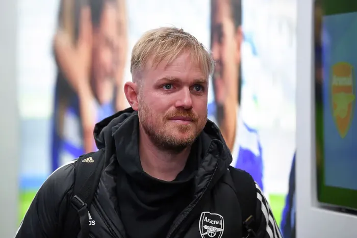 Framed Print : Arsenal Women's Team: Jonas Eidevall Arrives at Leicester City's King Power Stadium Ahead of Super League Match