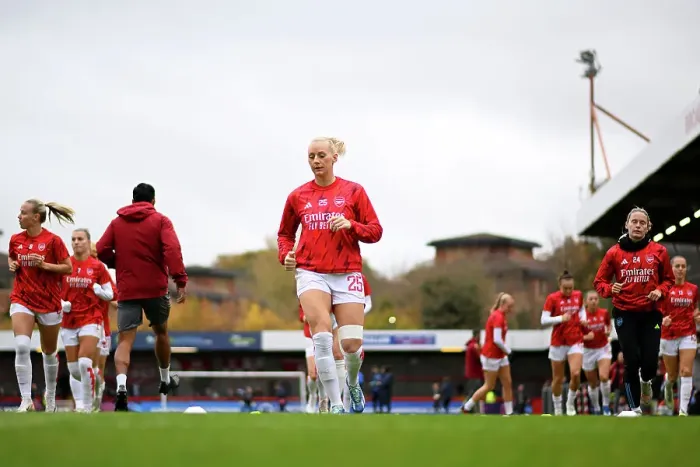 Framed Print : Arsenal Women's Team: Stina Blackstenius and Players Warm Up Ahead of Barclays WSL Clash vs Brighton & Hove Albion Framed Print : Arsenal Women's Team: Stina Blackstenius and Players Warm Up Ahead of Barclays WSL Clash vs Brighton & Hove Albion