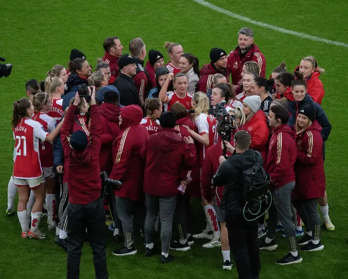 Framed Print : Arsenal Women's Team: Katie McCabe Inspires Rally at Emirates Stadium Against Chelsea (2023-24 Barclays Super League)
