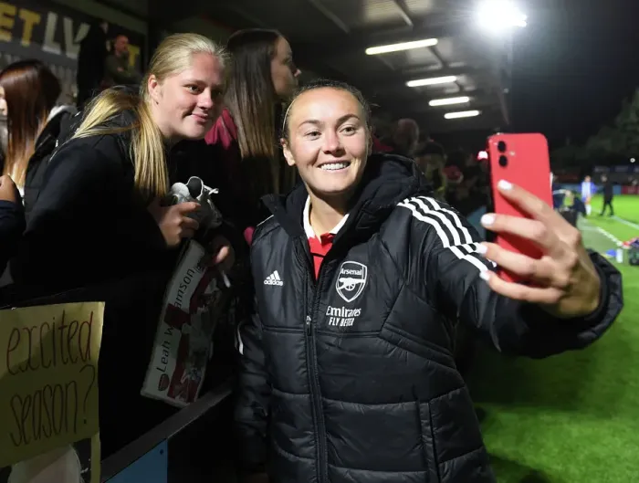 Framed Print : Arsenal Women's Team Celebrates with Fans After Victory Over Brighton in FA WSL Framed Print : Arsenal Women's Team Celebrates with Fans After Victory Over Brighton in FA WSL