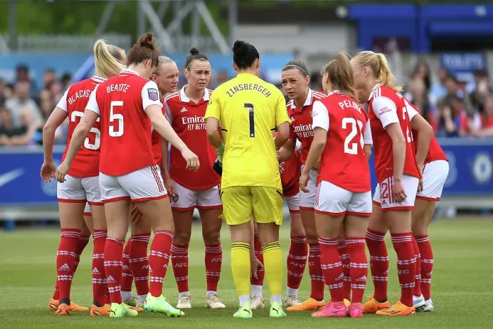 Framed Print : Arsenal Women's Team Huddle Before Chelsea FC Clash in FA Women's Super League Framed Print : Arsenal Women's Team Huddle Before Chelsea FC Clash in FA Women's Super League