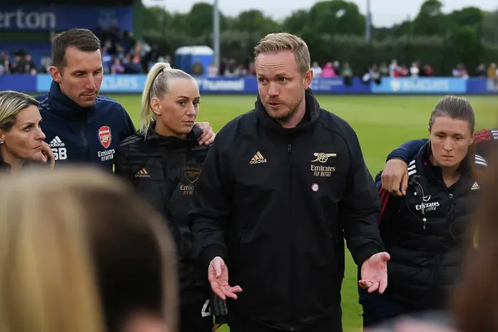Framed Print : Arsenal Women's Team Huddle with Coach Jonas Eidevall after Everton FC Match Framed Print : Arsenal Women's Team Huddle with Coach Jonas Eidevall after Everton FC Match