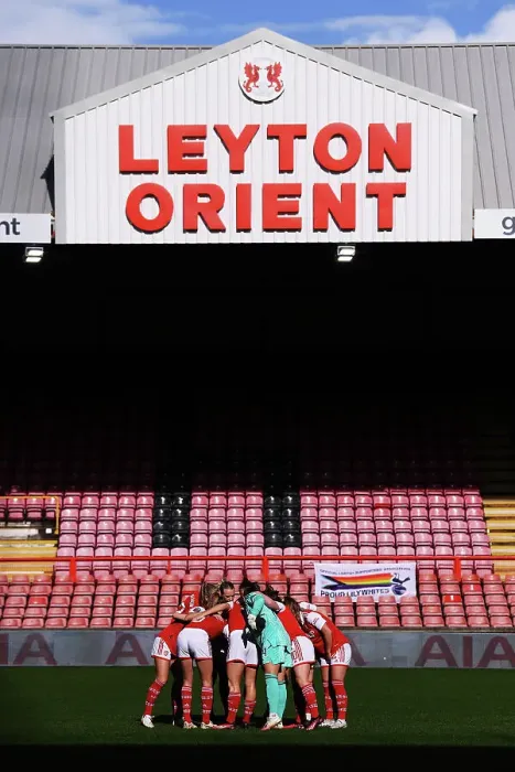 Framed Print : Arsenal Women's Team Huddles Before Kickoff Against Tottenham Hotspur in FA WSL Match