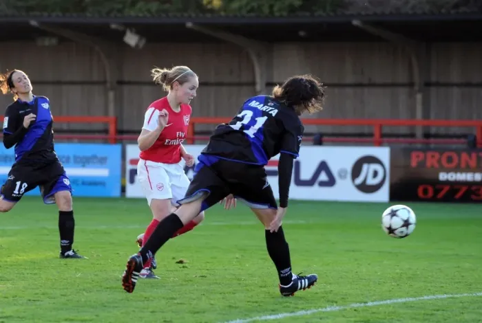 Framed Print : Arsenal Women's Team Thrashes Rayo Vallecano 5-1 in UEFA Champions League: Kim Little Scores Second Goal Framed Print : Arsenal Women's Team Thrashes Rayo Vallecano 5-1 in UEFA Champions League: Kim Little Scores Second Goal
