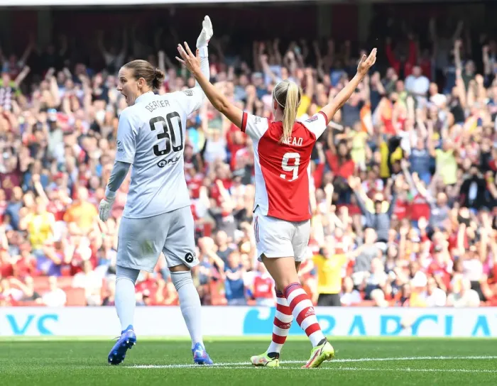 Framed Print : Arsenal Women's Triumph: Beth Mead Scores Third Goal Against Chelsea in FA WSL Match