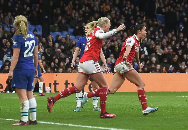 Arsenal Women's Triumph: Celebrating the Game-Winning Goal Against Chelsea in FA WSL Cup Final