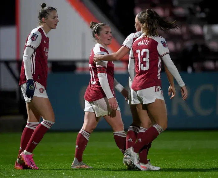 Framed Print : Arsenal Women's Triumph: Kim Little Scores Double in Empty Meadow Park Against West Ham United