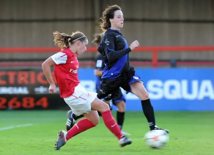 Framed Print : Arsenal Women's UEFA Champions League Victory: Jordan Nobbs Scores Game-winning Goal (5-1) vs. Rayo Vallecano