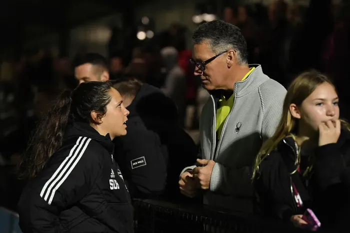 Framed Print : Arsenal Women's Victory: Father-Daughter Emotion as Kaylan Marckese Celebrates with Dad