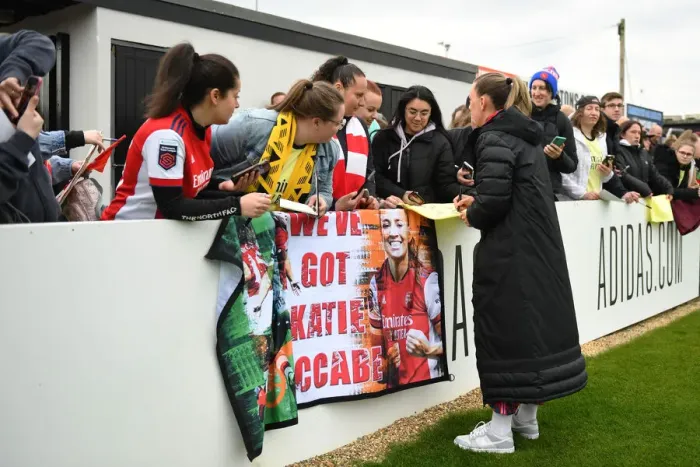 Framed Print : Arsenal Women's Victory: Katie McCabe Greets Adoring Fans at Meadow Park Framed Print : Arsenal Women's Victory: Katie McCabe Greets Adoring Fans at Meadow Park