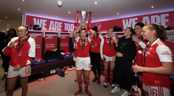 Framed Print : Arsenal Women's Victory: Katie McCabe Lifts the Conti Cup