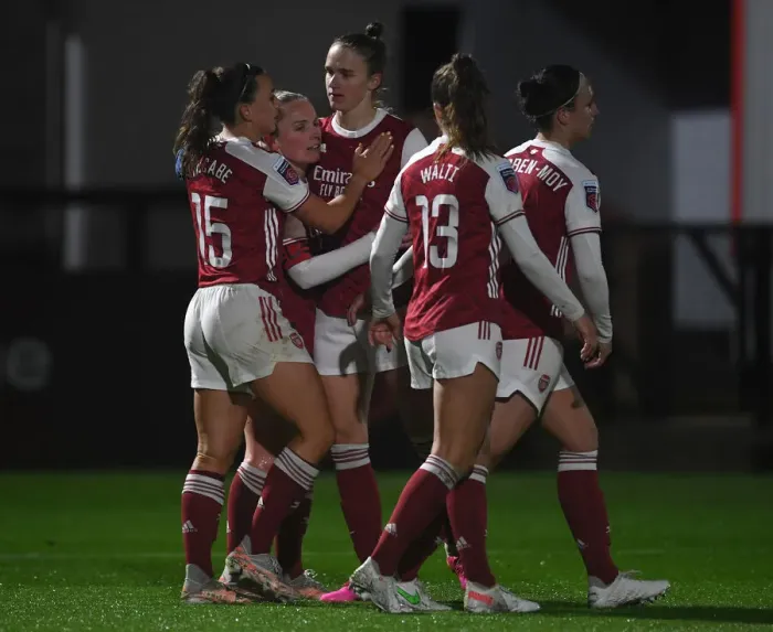 Framed Print : Arsenal Women's Victory: Kim Little Scores Double in Empty Meadow Park Against West Ham United Framed Print : Arsenal Women's Victory: Kim Little Scores Double in Empty Meadow Park Against West Ham United