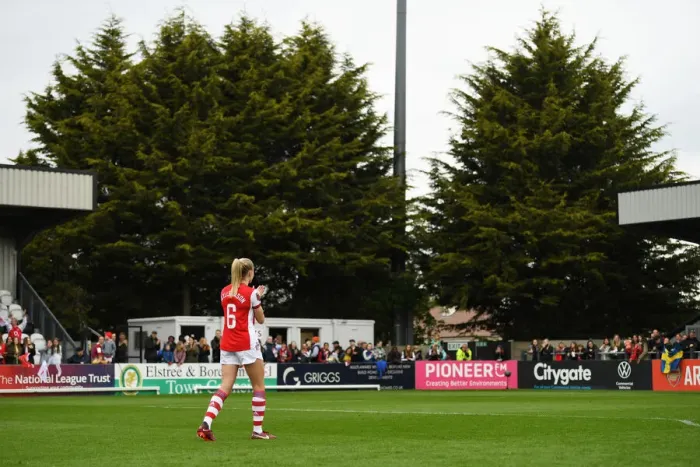 Framed Print : Arsenal Women's Victory: Leah Williamson Celebrates with Fans vs. Aston Villa in FA WSL Framed Print : Arsenal Women's Victory: Leah Williamson Celebrates with Fans vs. Aston Villa in FA WSL