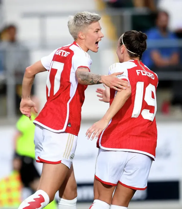 Framed Print : Arsenal Women's Victory: Lina Hurtig Scores Second Goal Against Linkopings FC in UEFA Women's Champions League