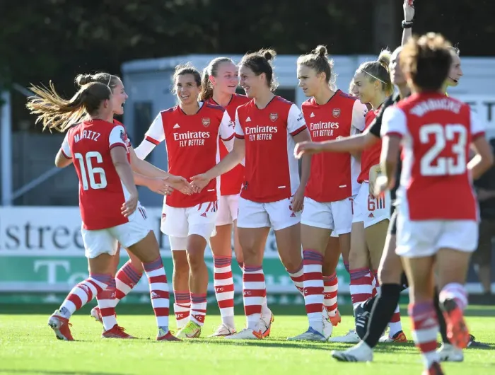 Framed Print : Arsenal Women's Victory: Lotte Wubben-Moy Scores the Second Goal Against Everton in FA WSL Framed Print : Arsenal Women's Victory: Lotte Wubben-Moy Scores the Second Goal Against Everton in FA WSL