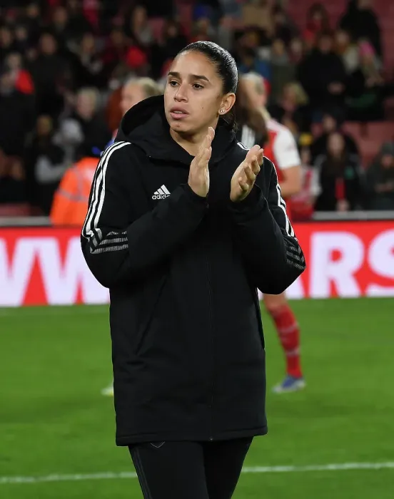 Framed Print : Arsenal Women's Victory: Rafaelle Celebrates with Fans at Emirates Stadium after Beating Manchester United