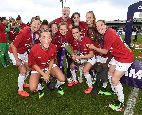 Arsenal Women's Victory: A Triumphant Team Moment with Janni Arnth, Katrine Veje, Katie McCabe, Jordan Nobbs, Louise Quinn, Ava Kuyken, Viki Schnaderbeck, Lia Walti, and Lisa Evans