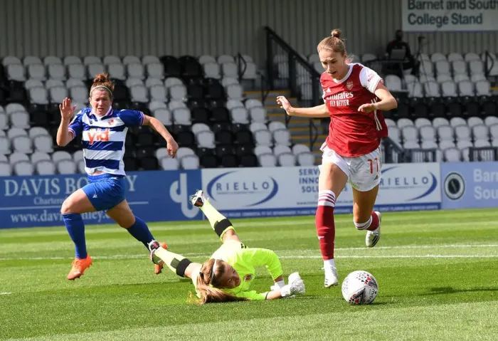 Framed Print : Arsenal Women's Viviane Miedema Scores Second Goal Against Reading Women in FA WSL Match Framed Print : Arsenal Women's Viviane Miedema Scores Second Goal Against Reading Women in FA WSL Match