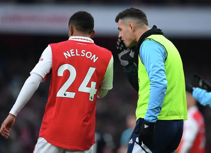 Framed Print : Arsenal: Xhaka Consoles Nelson Amidst Premier League Tension (Arsenal v AFC Bournemouth, 2022-23) Framed Print : Arsenal: Xhaka Consoles Nelson Amidst Premier League Tension (Arsenal v AFC Bournemouth, 2022-23)