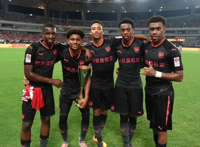 Framed Print : Arsenal Young Stars: Bayern Munich Friendly, Shanghai 2017 - Nketiah, Nelson, Bramall, Willock, Iwobi Framed Print : Arsenal Young Stars: Bayern Munich Friendly, Shanghai 2017 - Nketiah, Nelson, Bramall, Willock, Iwobi