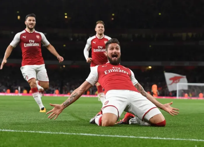 Framed Print : Arsenal's 4-Goal Blitz: Olivier Giroud's Brace vs. Leicester City (2017-18) Framed Print : Arsenal's 4-Goal Blitz: Olivier Giroud's Brace vs. Leicester City (2017-18)